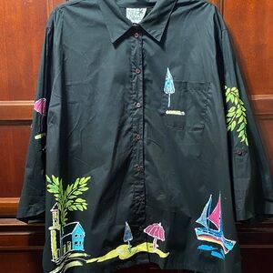 Original Copa Cabana vintage plus size 5X Colorful Graphic Button-Up Shirt